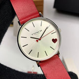 Coach Perry Silver Dial Red Leather Strap Watch for Women - 14503515