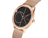 Calvin Klein Minimal Black Dial Rose Gold Mesh Bracelet Watch for Men - K3M21621