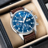 IWC Pilot’s Watch Chronograph Edition “Le Petit Prince” Blue Dial Brown Leather Strap Watch for Men - IW377714