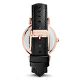 Michael Kors Catlin Rose Gold Crystal Dial Black Leather Strap Watch for Women - MK2376