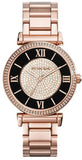 Michael Kors Catlin Black Dial Rose Gold Steel Strap Watch for Women - MK3339