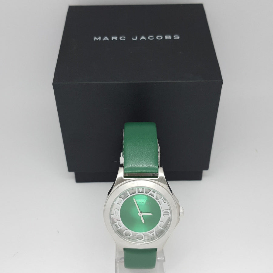 Marc Jacobs Henry Skeleton Green Dial Green Leather Strap Watch for Women - MBM1336
