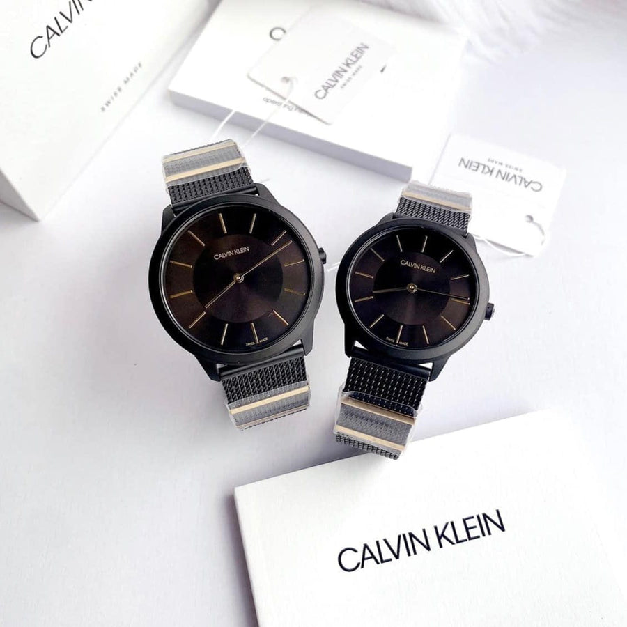 Calvin Klein Minimal Black Dial Black Steel Strap Watch For Men - K3M524Z1