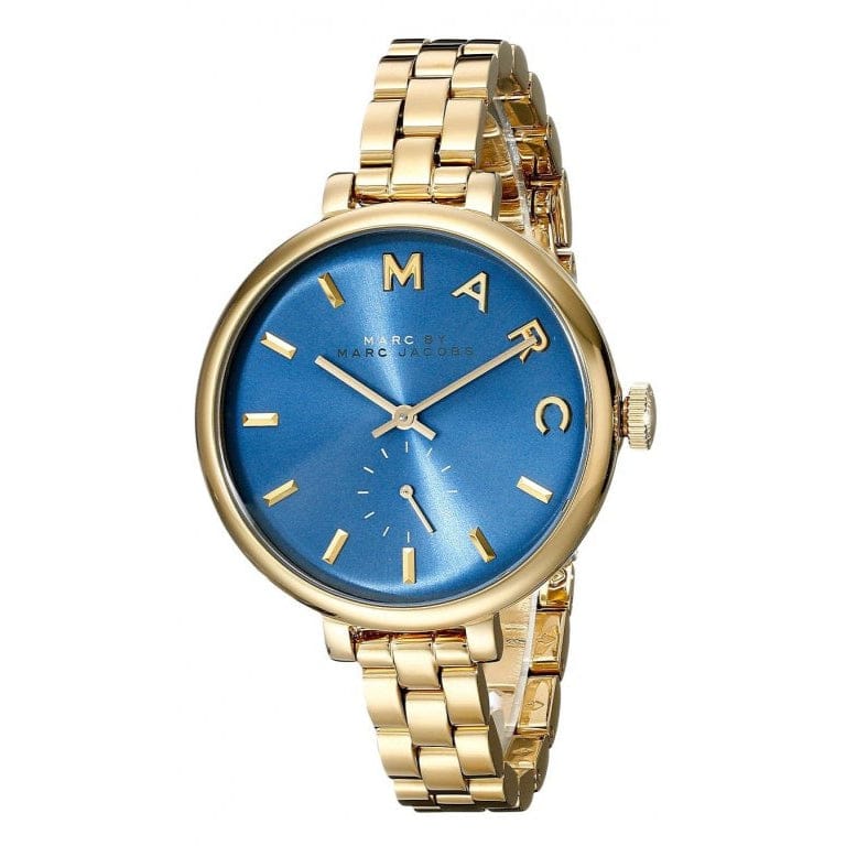 Marc Jacobs Sally Blue Dial Gold Steel Strap Watch for Women - MBM3366