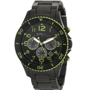 Marc Jacobs Rock Chronograph Black Dial Black Steel Strap Watch for Men - MBM5026