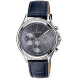 Tommy Hilfiger Ari Quartz Diamonds Blue Dial Blue Leather Strap Watch for Women - 1781979