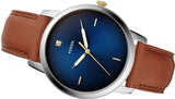 Fossil The Minimalist 3H Blue Dial Brown Leather Strap Watch for Men - FS5499