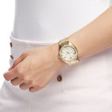 Guess Luna Diamonds White Dial Gold Steel Strap Watch for Women - W0729L2