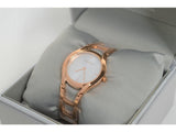 Calvin Klein Class White Dial Rose Gold Steel Strap Watch for Women - K6R23626