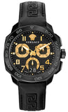 Versace Dylos Chronograph Black Dial Black Rubber Strap Watch for Men - VQC020015