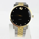 Movado Museum Classic Diamonds Black Dial Two Tone Steel Strap Watch for Men - 0607202