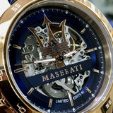 Maserati Automatic Blue Dial Blue Leather Strap Watch For Men - R8821119005