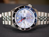 Seiko 5 Sports Automatic GMT SKX Sports Style Asia Exclusive Limited Edition Ice Blue Dial Silver Steel Strap Watch For Men - SSK029K1