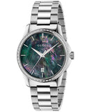 Gucci G Timeless Diamonds Mother of Pearl Blue Dial Silver Steel Strap Unisex Watch - YA126458