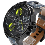 Diesel Big Daddy Chronograph Black Dial Black Leather Strap Watch For Men - DZ7311