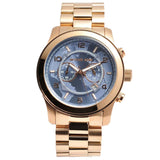 Michael Kors Runway Stop Hunger Quartz Blue Dial Rose Gold Steel Strap Watch For Men - MK8358