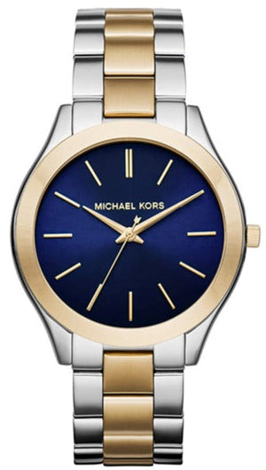 Michael Kors Slim Runway Blue Dial Two Tone Steel Strap Watch for Women - MK3479