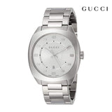 Gucci GG2570 Silver Dial Silver Steel Strap Watch For Men - YA142308