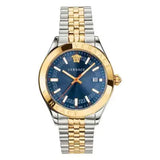 Versace Hellenyium Quartz Blue Dial Two Tone Steel Strap Watch For Men - VEVH00520