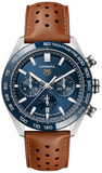 Tag Heuer Carrera Automatic Chronograph Blue Dial Brown Leather Strap Watch for Men - CBN2A1A.FC6537