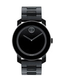 Movado Bold Black Dial Black Steel Strap Watch For Men - 3600047