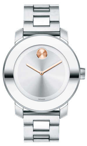 Movado Bold Silver Dial Silver Steel Strap Watch For Women - 3600084