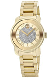 Movado Bold Pave Gold Dial Gold Steel Strap Watch For Women - 3600255