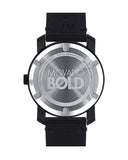 Movado Bold Black Dial Black Leather Strap Watch For Men - 3600306