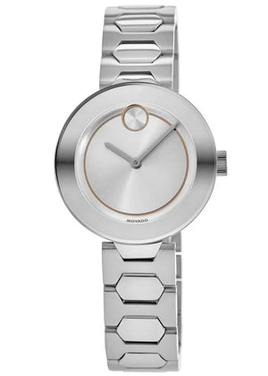 Movado Bold Silver Dial Silver Steel Strap Watch For Women - 3600381