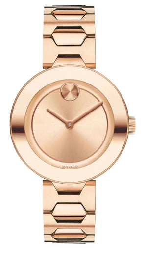 Movado Bold Rose Gold Dial Rose Gold Steel Strap Watch for Women - 3600342