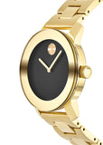 Movado Bold Black Dial Gold Steel Strap Unisex Watch - 3600397