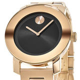 Movado Bold Black Dial Rose Gold Steel Strap Watch for Women - 3600463