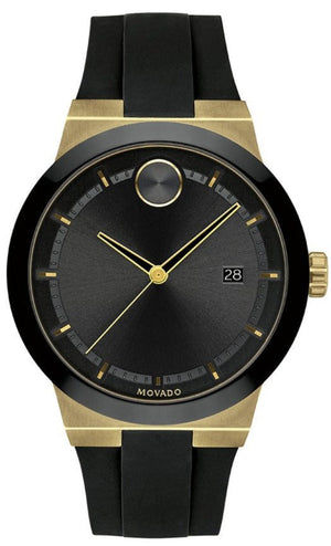 Movado Bold Black Dial Black Rubber Strap Watch for Men - 3600623