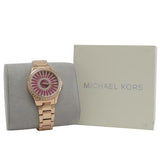 Michael Kors Layton Three Hand Red Dial Rose Gold Steel Strap Watch For Women - MK6893