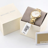 Michael Kors Whitney Three-Hand White Dial Gold Steel Strap Watch For Women - MK6693