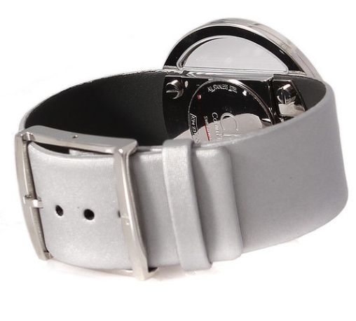 Calvin Klein Glam Transparent Silver Dial Grey Leather Strap Watch for Women - K9423193