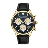 Movado Heritage Chronograph Calendoplan Blue Dial Black Leather Strap Watch for Men - 3650006