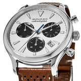 Movado Heritage Calendoplan Chronograph White Dial Brown Leather Strap Watch for Men - 3650008