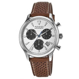 Movado Heritage Calendoplan Chronograph White Dial Brown Leather Strap Watch for Men - 3650008