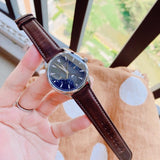 Movado Heritage Moonphase Blue Dial Brown Leather Strap Watch For Women - 3650009