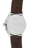 Movado Heritage Moonphase Blue Dial Brown Leather Strap Watch For Women - 3650009