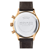 Movado Heritage Calendoplan Chronograph Black Dial Brown Leather Strap Watch for Men - 3650021