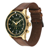 Movado Heritage 42mm Chronograph Green Dial Brown Leather Strap Watch For Men - 3650062