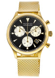 Movado Heritage Calendoplan Chronograph Black Dial Gold Mesh Strap Watch for Men - 3650098