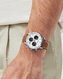 Movado Heritage Calendoplan Chronograph White Dial Brown Leather Strap Watch for Men - 3650008