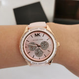 Michael Kors Quartz Pink Dial Pink Silicone Strap Watch For Women - MK6946