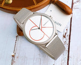 Calvin Klein Minimal White Dial Silver Mesh Bracelet Watch for Men - K3M51152