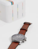 Fossil Neutra Chronograph Grey Dial Brown Leather Strap Watch for Men - FS5512