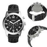 Fossil Pilot 54 Chronograph Black Dial Black Leather Strap Watch for Men - FS5181