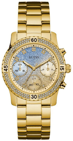 Guess Confetti Diamonds Gold Dial Gold Steel Strap Watch for Women - W0774L2